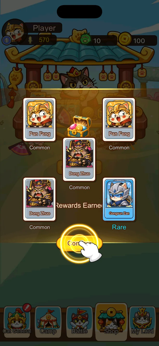 Meowcut fixed pack reward confirmation