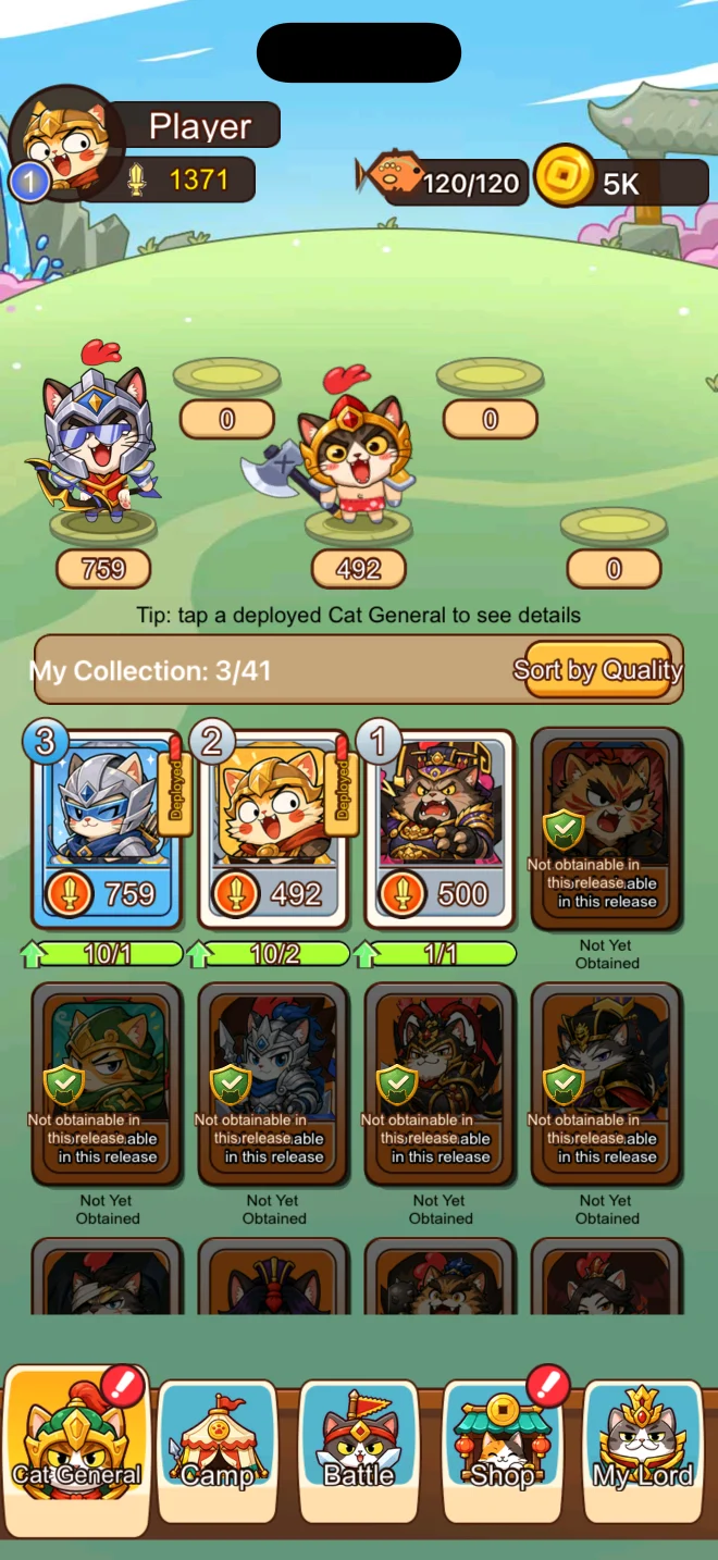 Meowcut Cat General roster and active formation