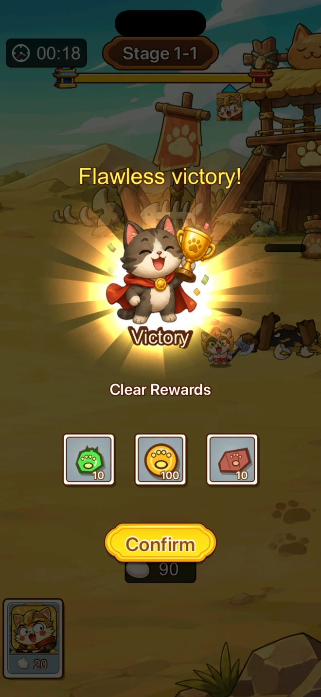 Meowcut stage victory and clear rewards